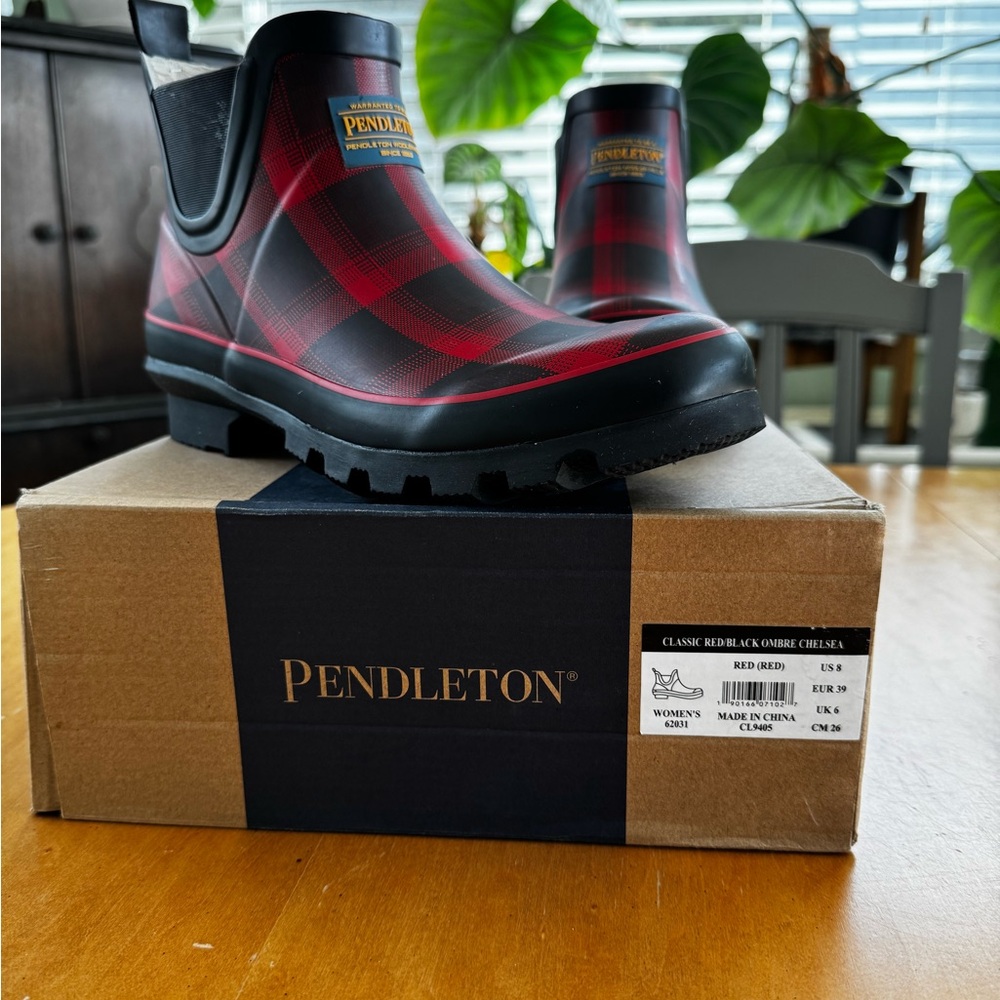 Pendleton Red and Black Checkered Rain Boots - image 1